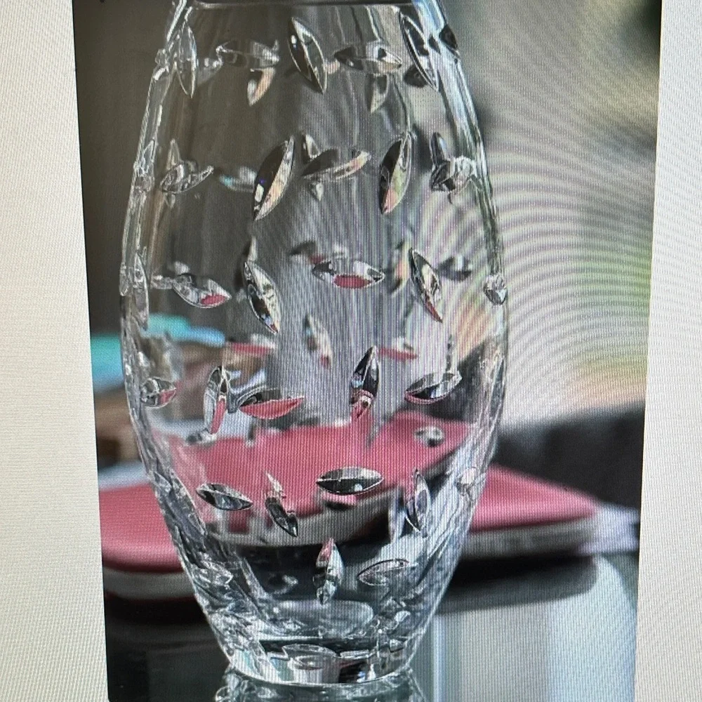 Tiffany & Co. Crystal Vase with Leaf Design